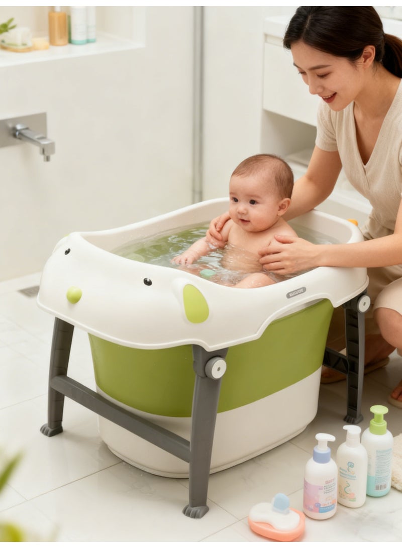 Children's Folding Bath Tub, Baby Bath Tub, Infant Bath Basin, Foldable Baby Bath Tub,With Anti-Slip Base And Temperature-Sensing Water Plug - Image 2